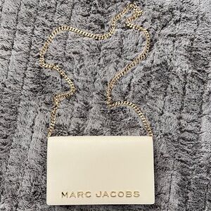 Marc Jacobs White and Gold Satchel with Plush Texture